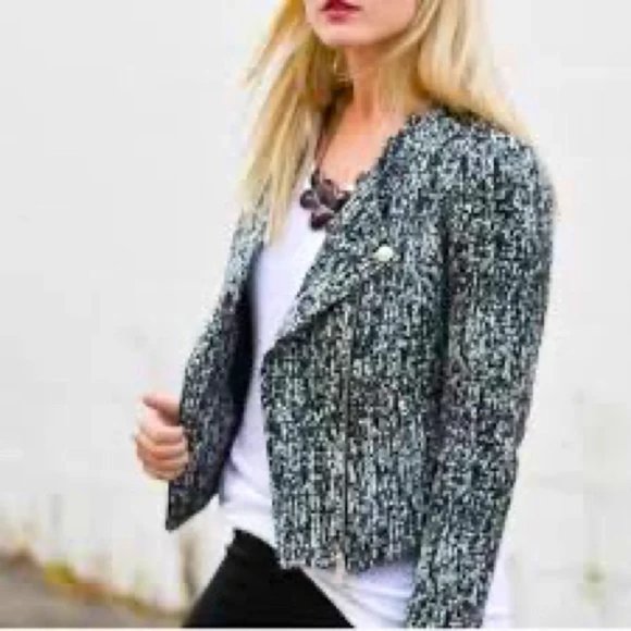 NWT Alice Hope Graphic Black & White Moto style diagonal zip blazer jacket - Picture 12 of 12